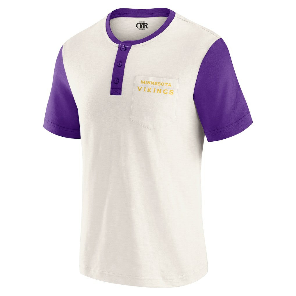 Minnesota Vikings Darius Rucker Collection Henley Colorblock Slub Pocket T-Shirt Cream - Fanatics