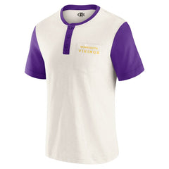 Minnesota Vikings Darius Rucker Collection Henley Colorblock Slub Pocket T-Shirt Cream - Fanatics