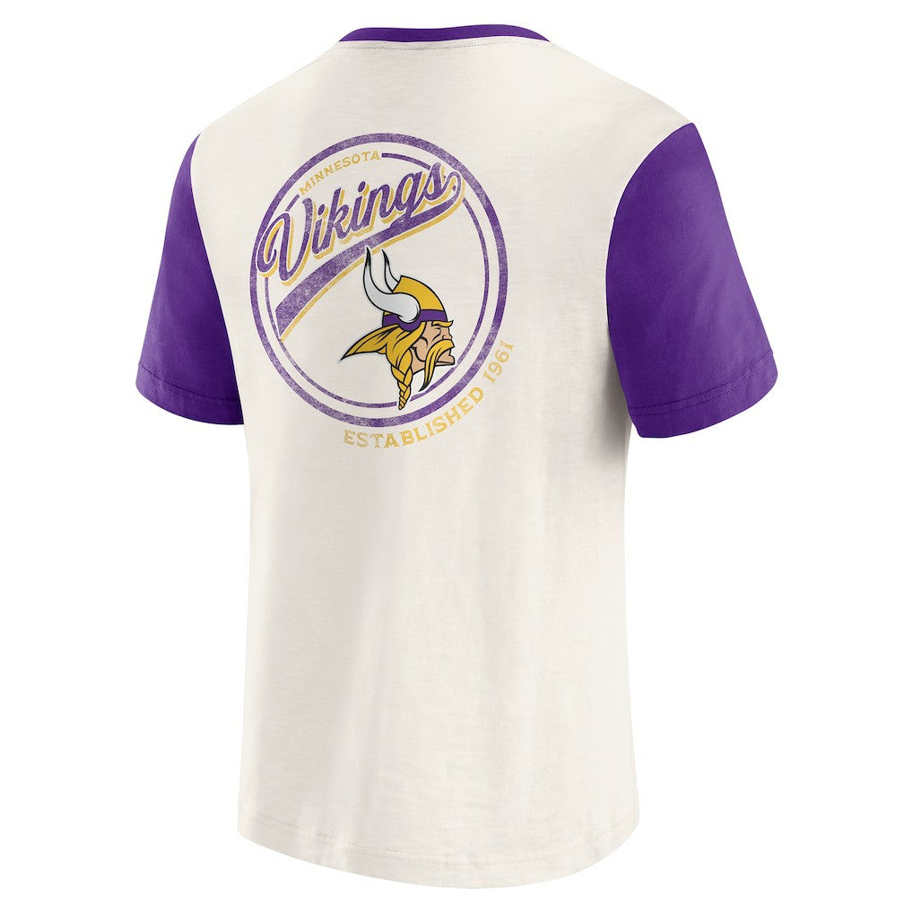 Minnesota Vikings Darius Rucker Collection Henley Colorblock Slub Pocket T-Shirt Cream - Fanatics