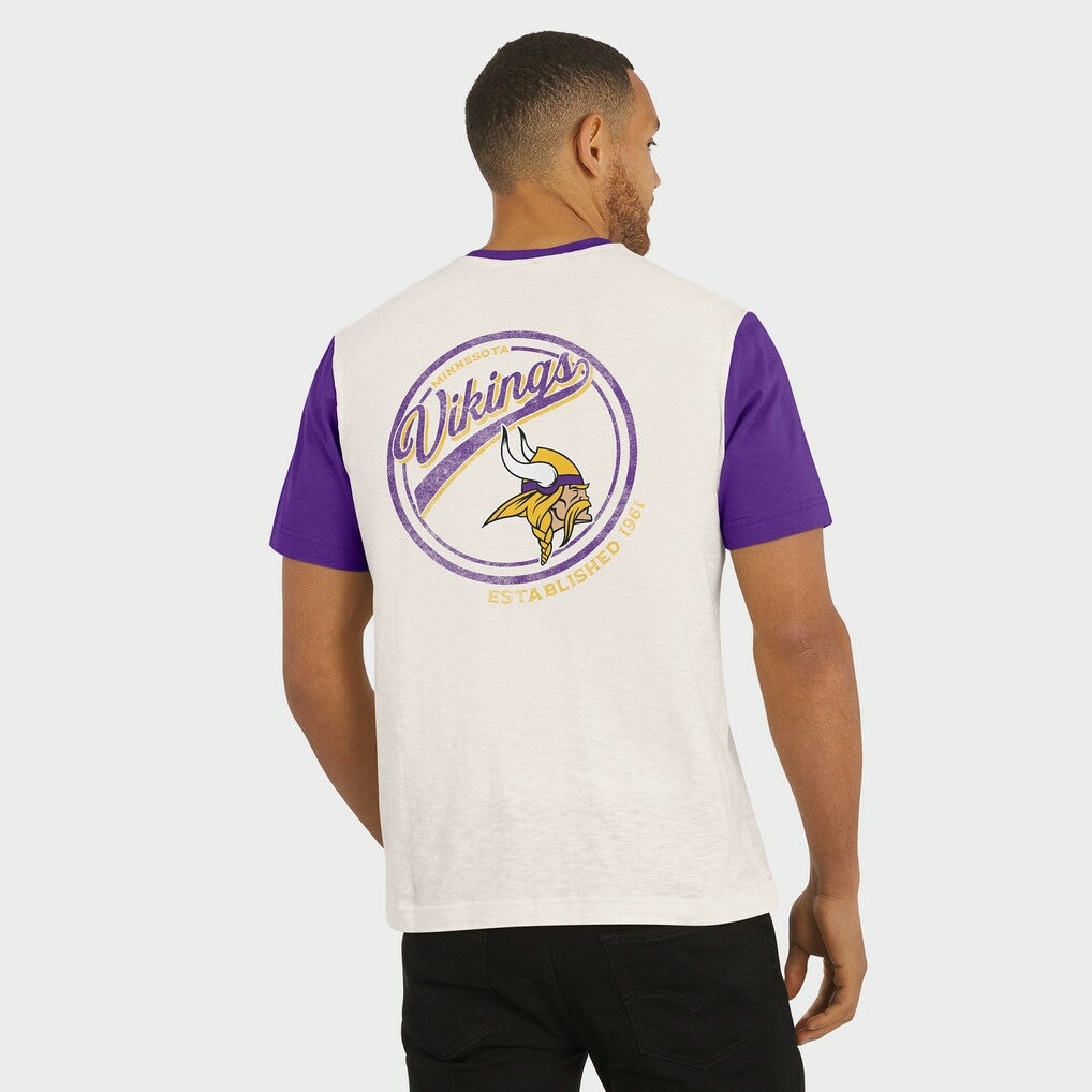 Minnesota Vikings Darius Rucker Collection Henley Colorblock Slub Pocket T-Shirt Cream - Fanatics