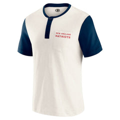 New England Patriots Darius Rucker Collection Henley Colorblock Slub Pocket T-Shirt Cream - Fanatics