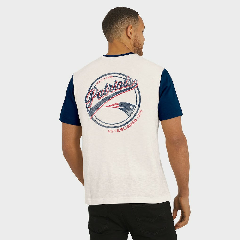 New England Patriots Darius Rucker Collection Henley Colorblock Slub Pocket T-Shirt Cream - Fanatics