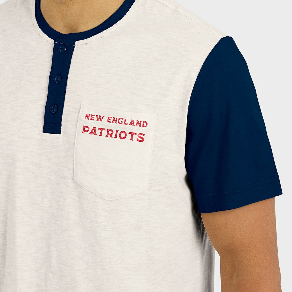 New England Patriots Darius Rucker Collection Henley Colorblock Slub Pocket T-Shirt Cream - Fanatics