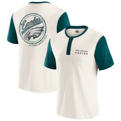 Philadelphia Eagles Darius Rucker Collection Henley Colorblock Slub Pocket T-Shirt Cream - Fanatics