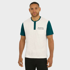 Philadelphia Eagles Darius Rucker Collection Henley Colorblock Slub Pocket T-Shirt Cream - Fanatics