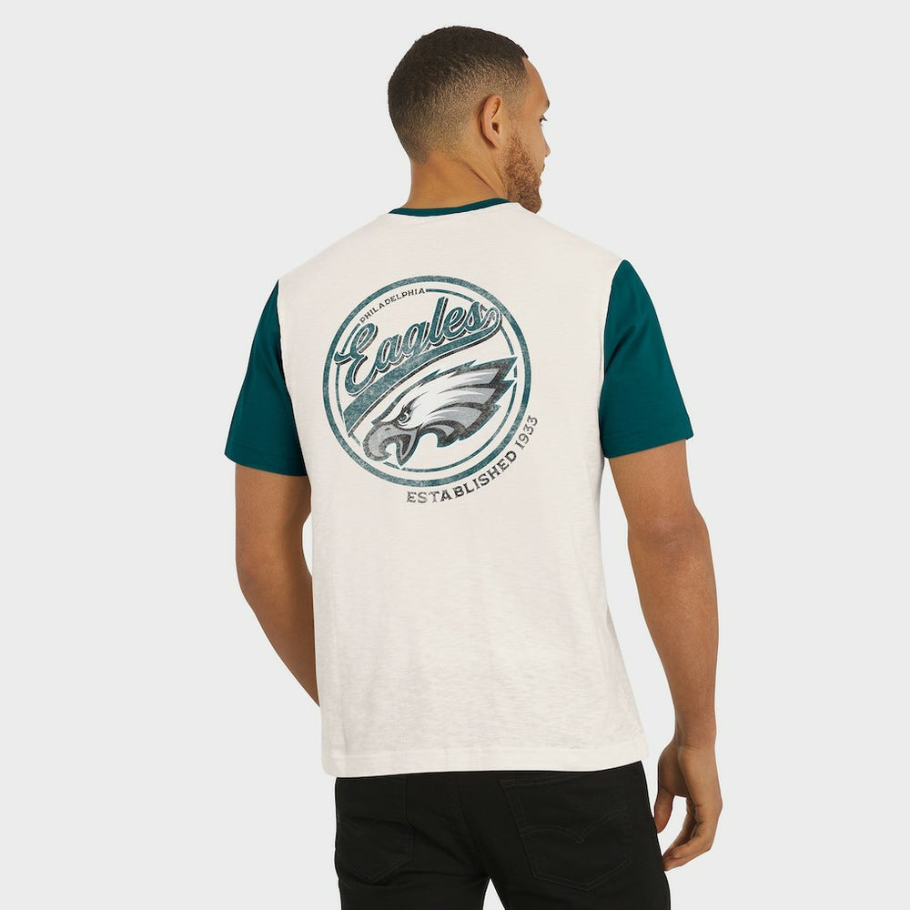 Philadelphia Eagles Darius Rucker Collection Henley Colorblock Slub Pocket T-Shirt Cream - Fanatics