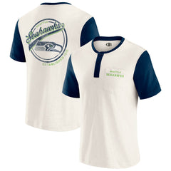 Seattle Seahawks Darius Rucker Collection Henley Colorblock Slub Pocket T-Shirt Cream - Fanatics