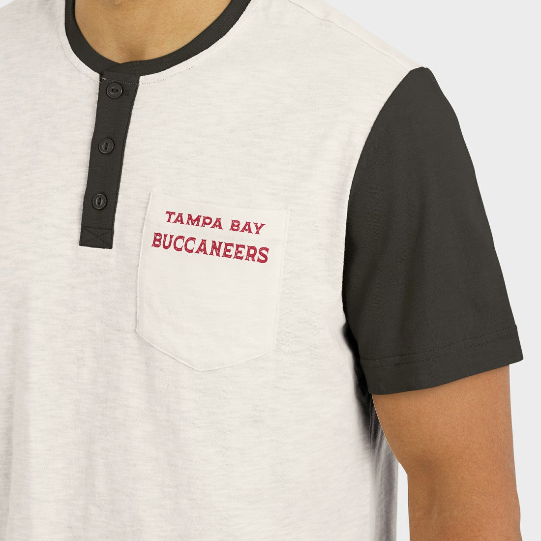 Tampa Bay Buccaneers Darius Rucker Collection Henley Colorblock Slub Pocket T-Shirt Cream - Fanatics