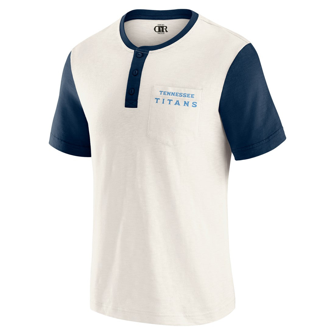 Tennessee Titans Darius Rucker Collection Henley Colorblock Slub Pocket T-Shirt Cream - Fanatics