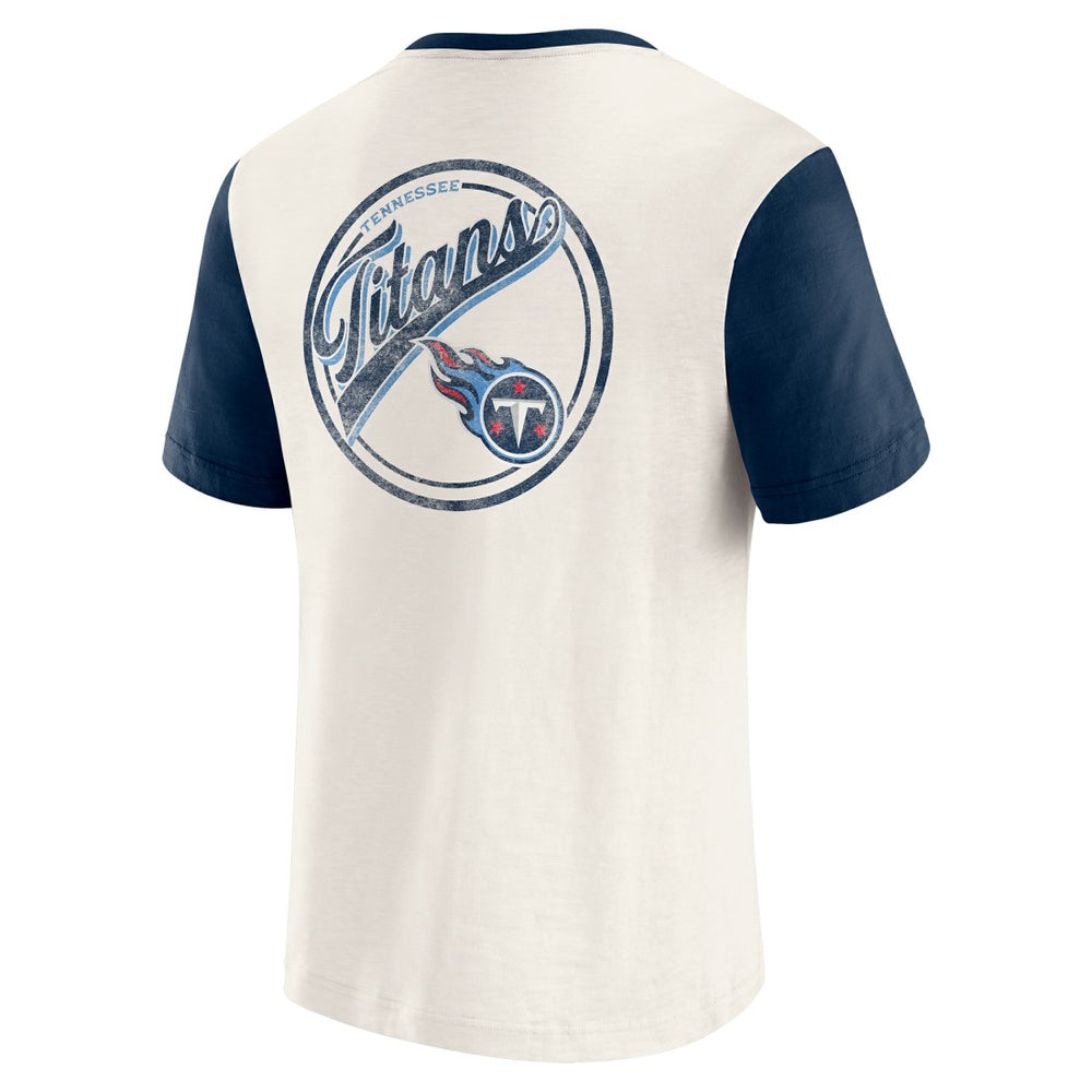 Tennessee Titans Darius Rucker Collection Henley Colorblock Slub Pocket T-Shirt Cream - Fanatics