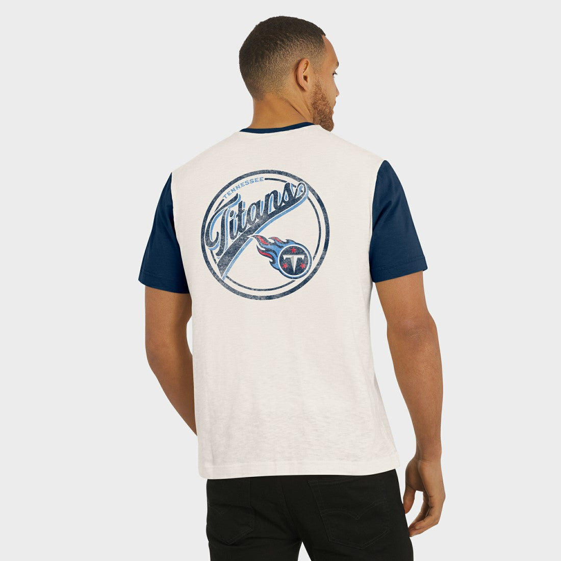 Tennessee Titans Darius Rucker Collection Henley Colorblock Slub Pocket T-Shirt Cream - Fanatics