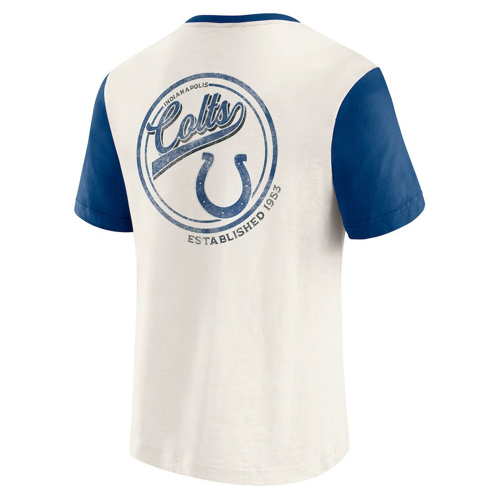 Indianapolis Colts Darius Rucker Collection Henley Colorblock Slub Pocket T-Shirt Cream - Fanatics