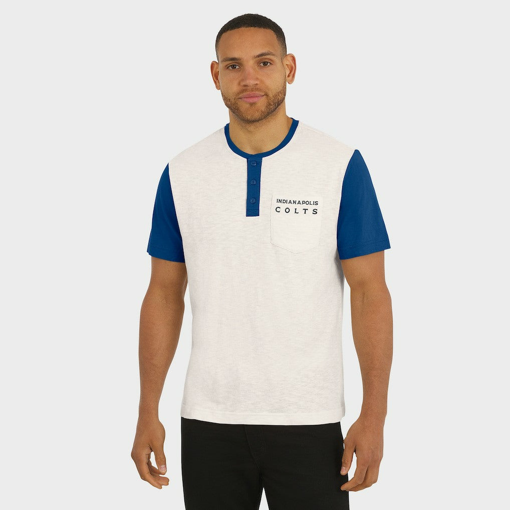 Indianapolis Colts Darius Rucker Collection Henley Colorblock Slub Pocket T-Shirt Cream - Fanatics