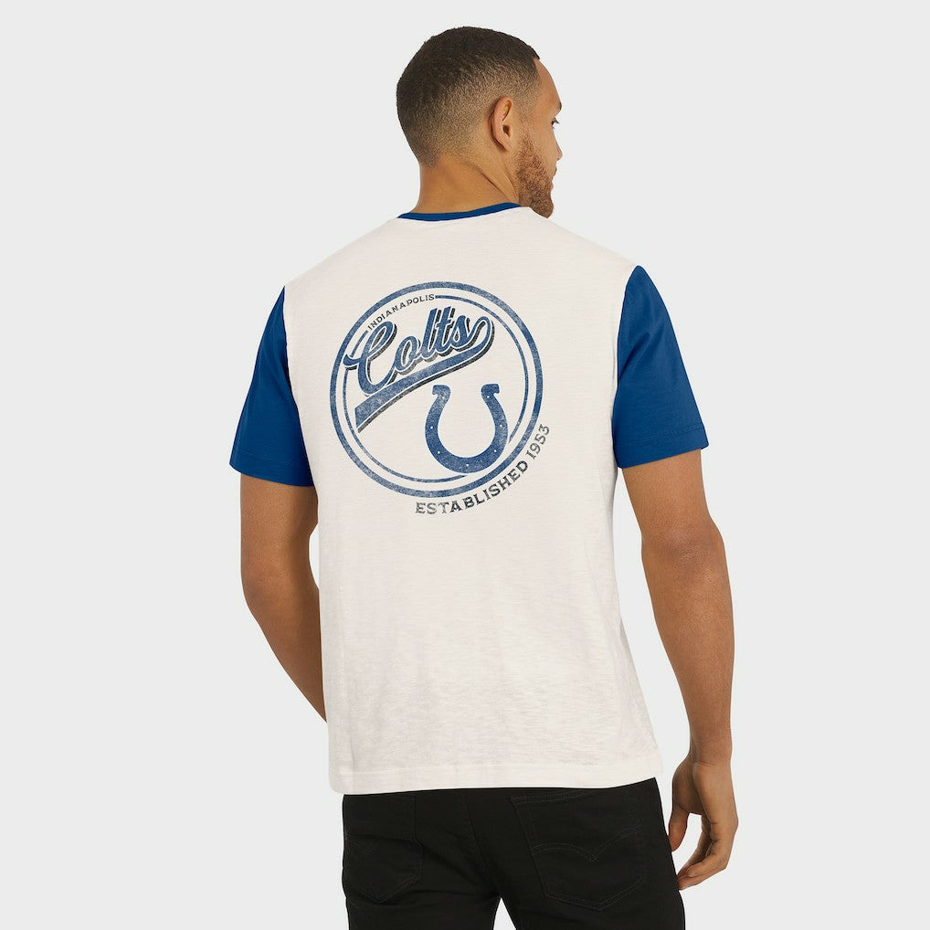 Indianapolis Colts Darius Rucker Collection Henley Colorblock Slub Pocket T-Shirt Cream - Fanatics