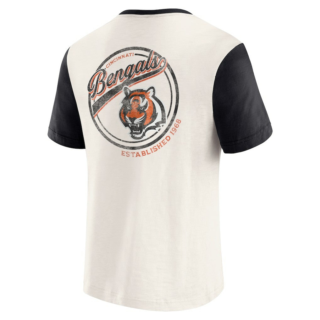 Cincinnati Bengals Darius Rucker Collection Henley Colorblock Slub Pocket T-Shirt Cream - Fanatics