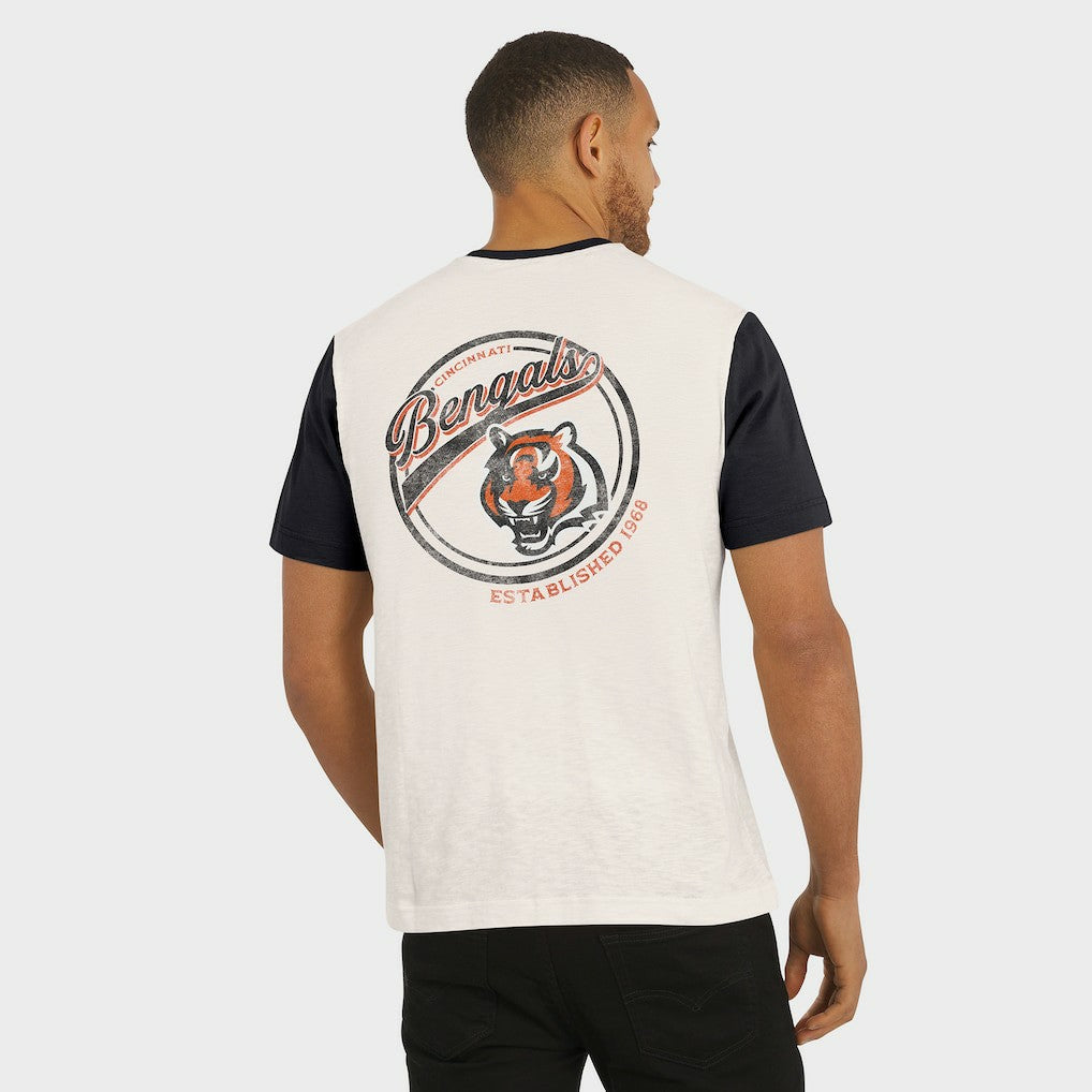 Cincinnati Bengals Darius Rucker Collection Henley Colorblock Slub Pocket T-Shirt Cream - Fanatics