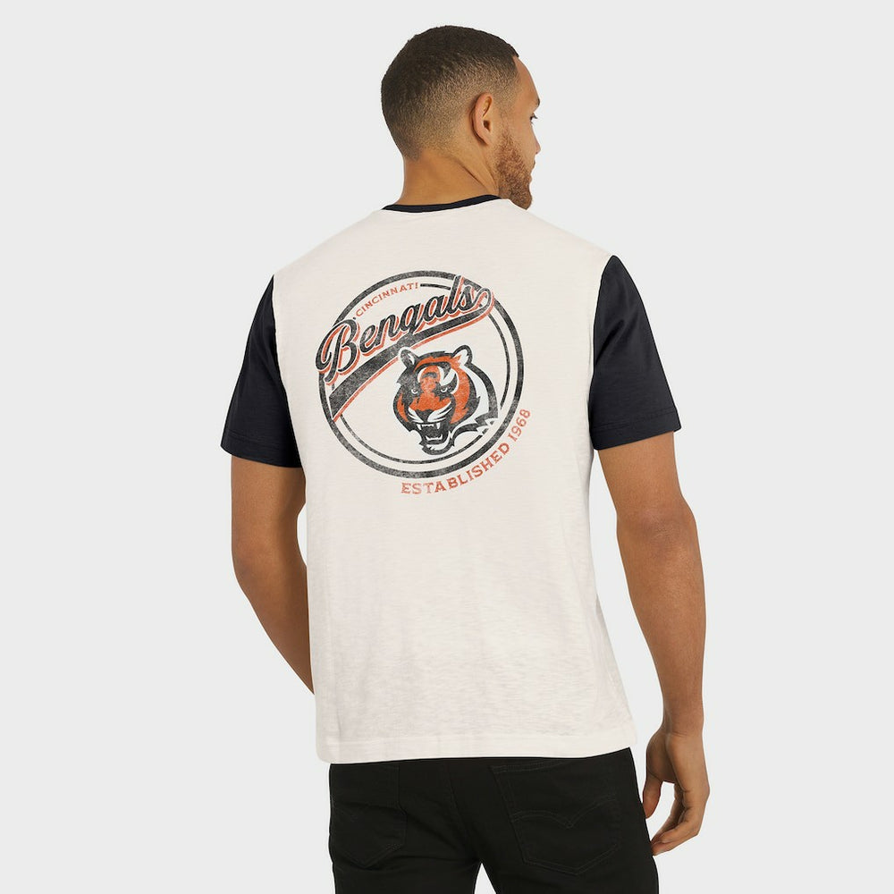 Cincinnati Bengals Darius Rucker Collection Henley Colorblock Slub Pocket T-Shirt Cream - Fanatics