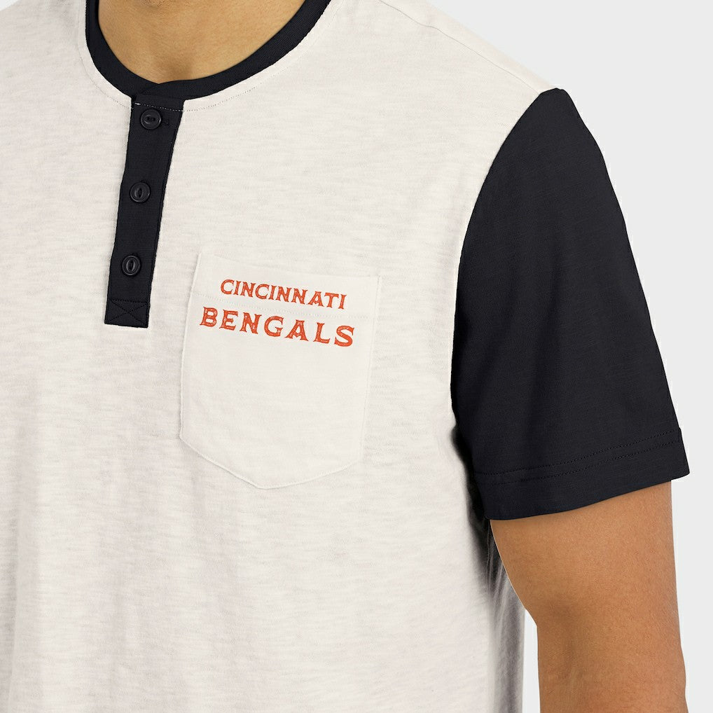 Cincinnati Bengals Darius Rucker Collection Henley Colorblock Slub Pocket T-Shirt Cream - Fanatics