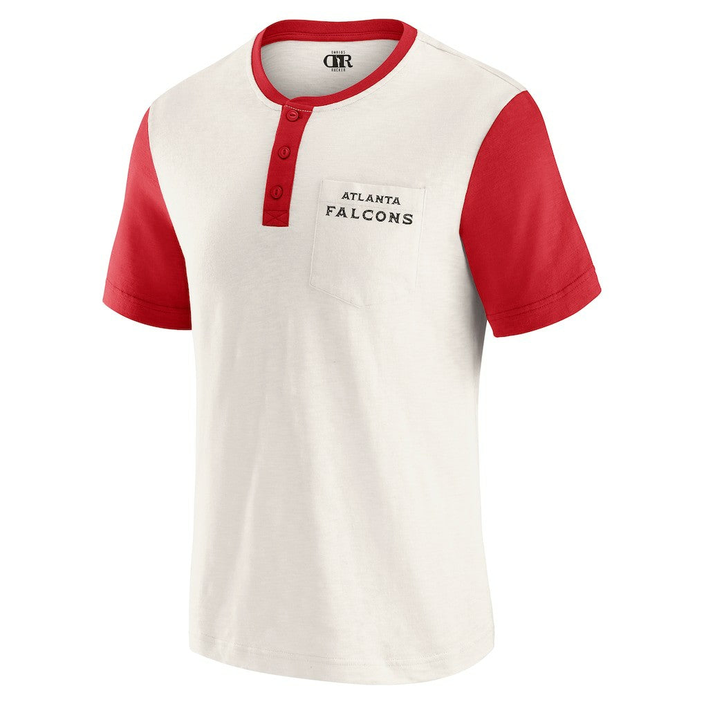 Atlanta Falcons Darius Rucker Collection Henley Colorblock Slub Pocket T-Shirt Cream - Fanatics