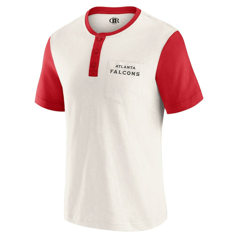 Atlanta Falcons Darius Rucker Collection Henley Colorblock Slub Pocket T-Shirt Cream - Fanatics