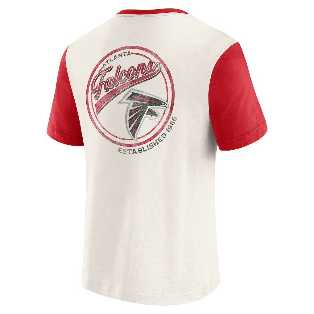 Atlanta Falcons Darius Rucker Collection Henley Colorblock Slub Pocket T-Shirt Cream - Fanatics