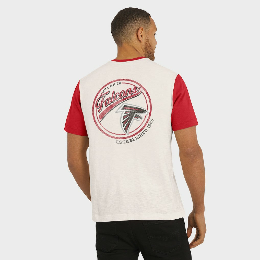 Atlanta Falcons Darius Rucker Collection Henley Colorblock Slub Pocket T-Shirt Cream - Fanatics