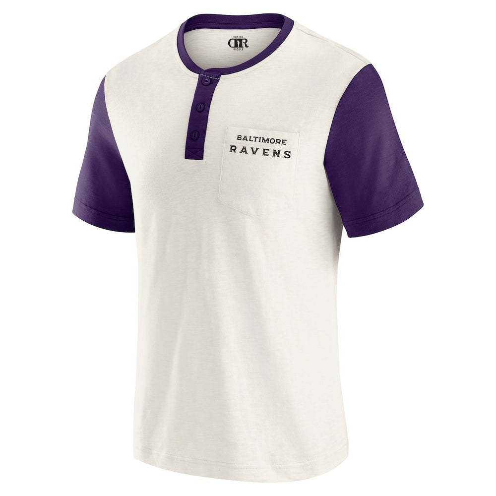 Baltimore Ravens Darius Rucker Collection Henley Colorblock Slub Pocket T-Shirt Cream - Fanatics