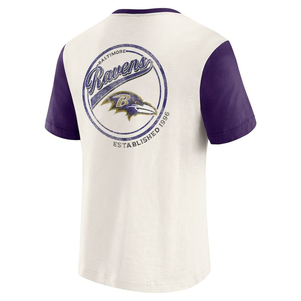 Baltimore Ravens Darius Rucker Collection Henley Colorblock Slub Pocket T-Shirt Cream - Fanatics