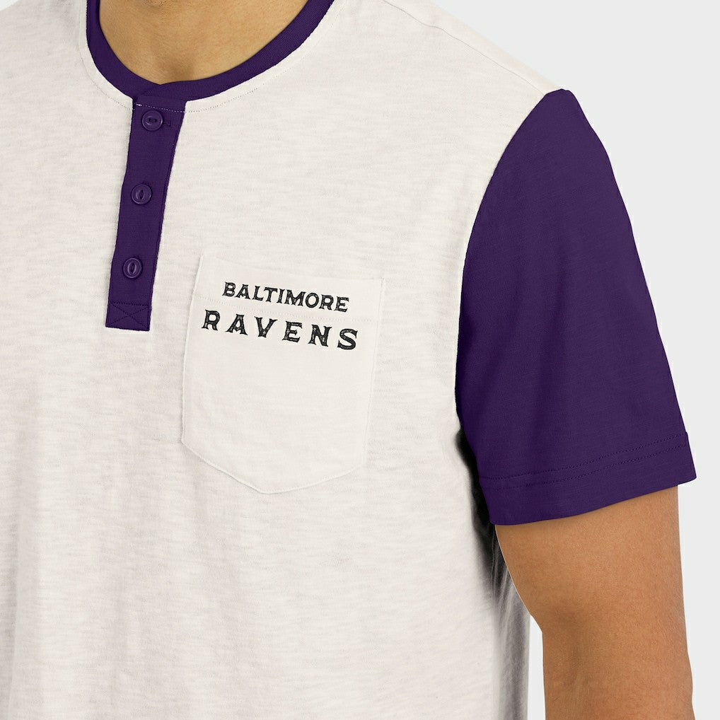Baltimore Ravens Darius Rucker Collection Henley Colorblock Slub Pocket T-Shirt Cream - Fanatics