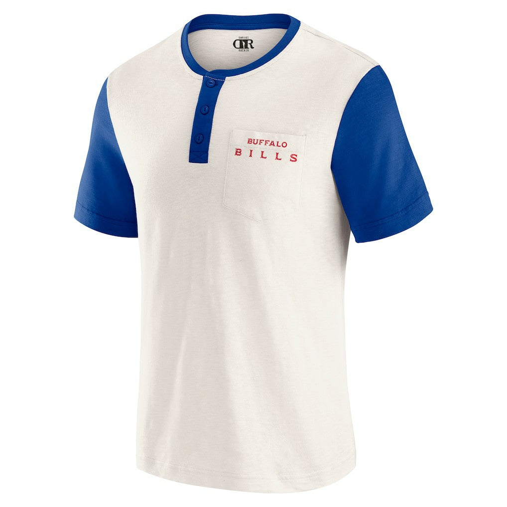 Buffalo Bills Darius Rucker Collection Henley Colorblock Slub Pocket T-Shirt Cream - Fanatics