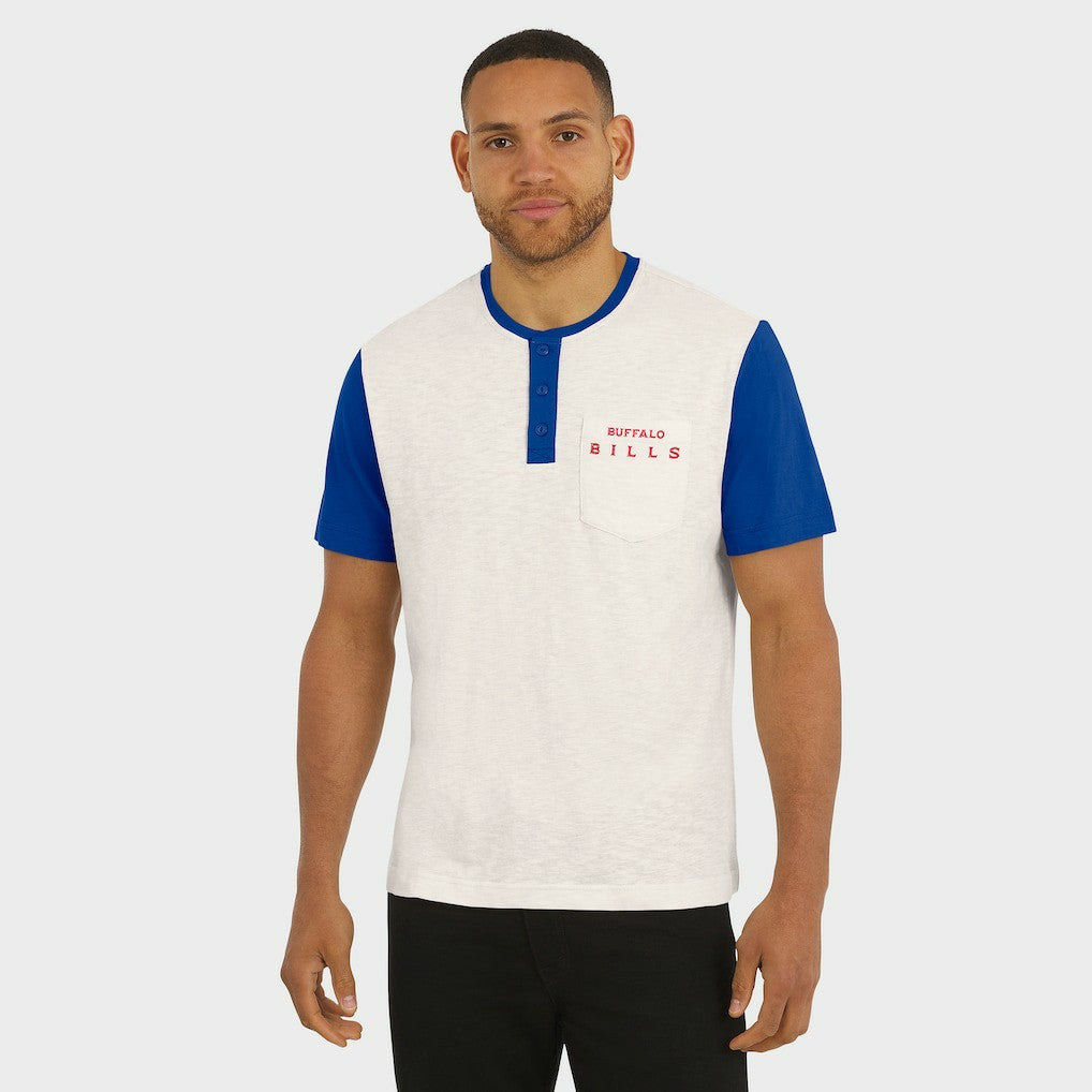 Buffalo Bills Darius Rucker Collection Henley Colorblock Slub Pocket T-Shirt Cream - Fanatics