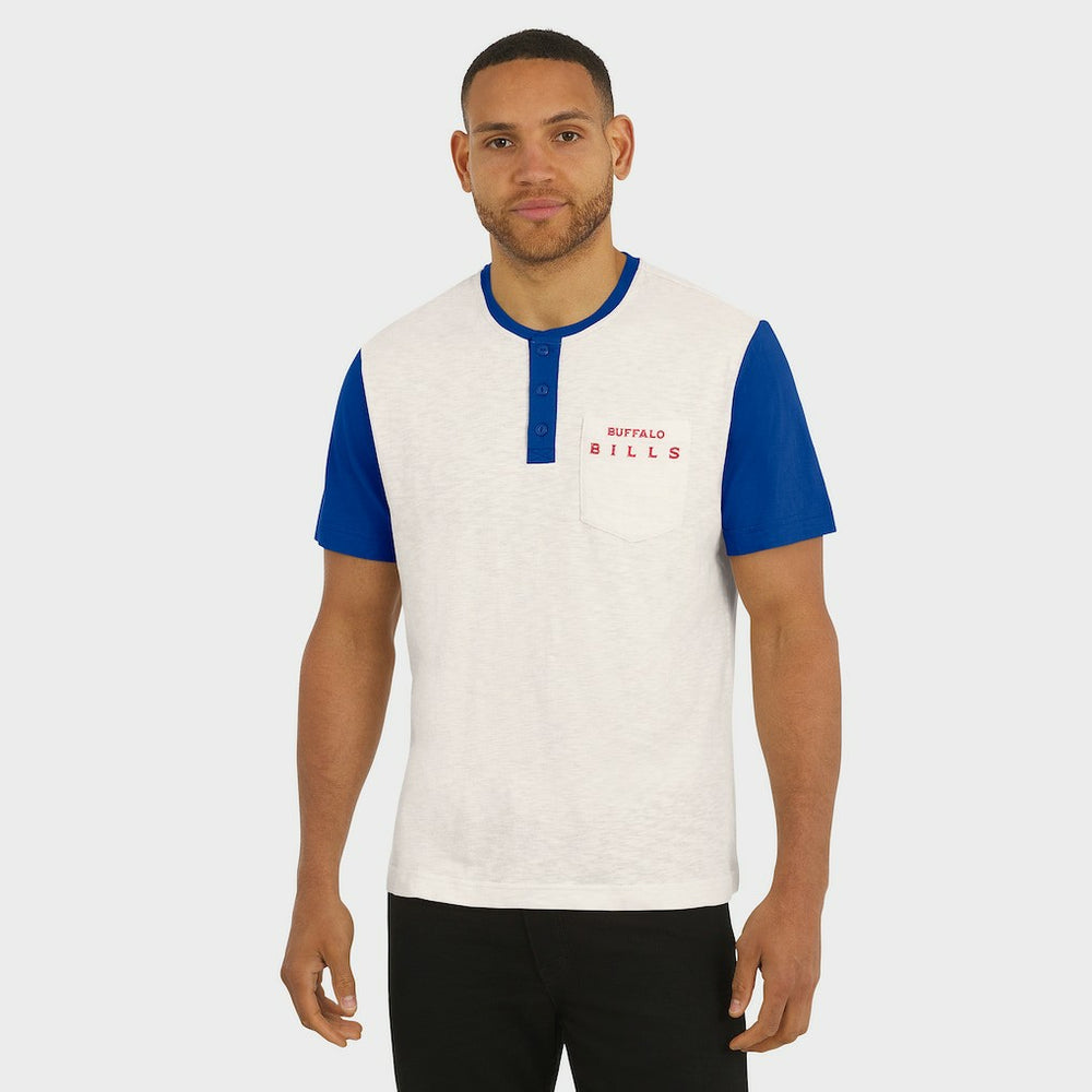 Buffalo Bills Darius Rucker Collection Henley Colorblock Slub Pocket T-Shirt Cream - Fanatics