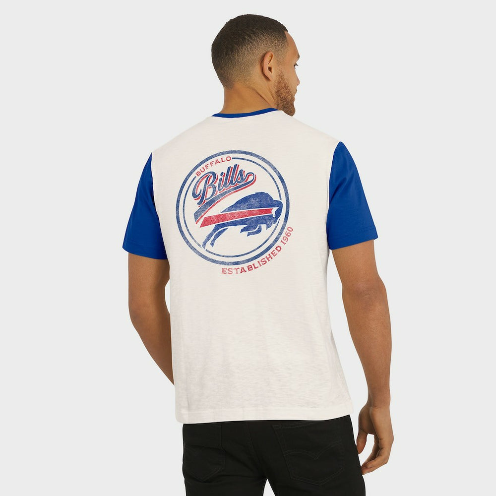 Buffalo Bills Darius Rucker Collection Henley Colorblock Slub Pocket T-Shirt Cream - Fanatics