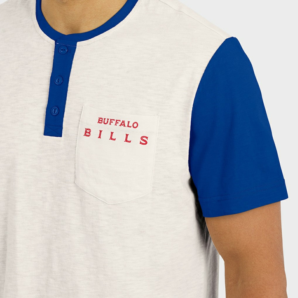 Buffalo Bills Darius Rucker Collection Henley Colorblock Slub Pocket T-Shirt Cream - Fanatics