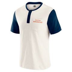 Denver Broncos Darius Rucker Collection Henley Colorblock Slub Pocket T-Shirt Cream - Fanatics