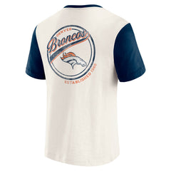 Denver Broncos Darius Rucker Collection Henley Colorblock Slub Pocket T-Shirt Cream - Fanatics