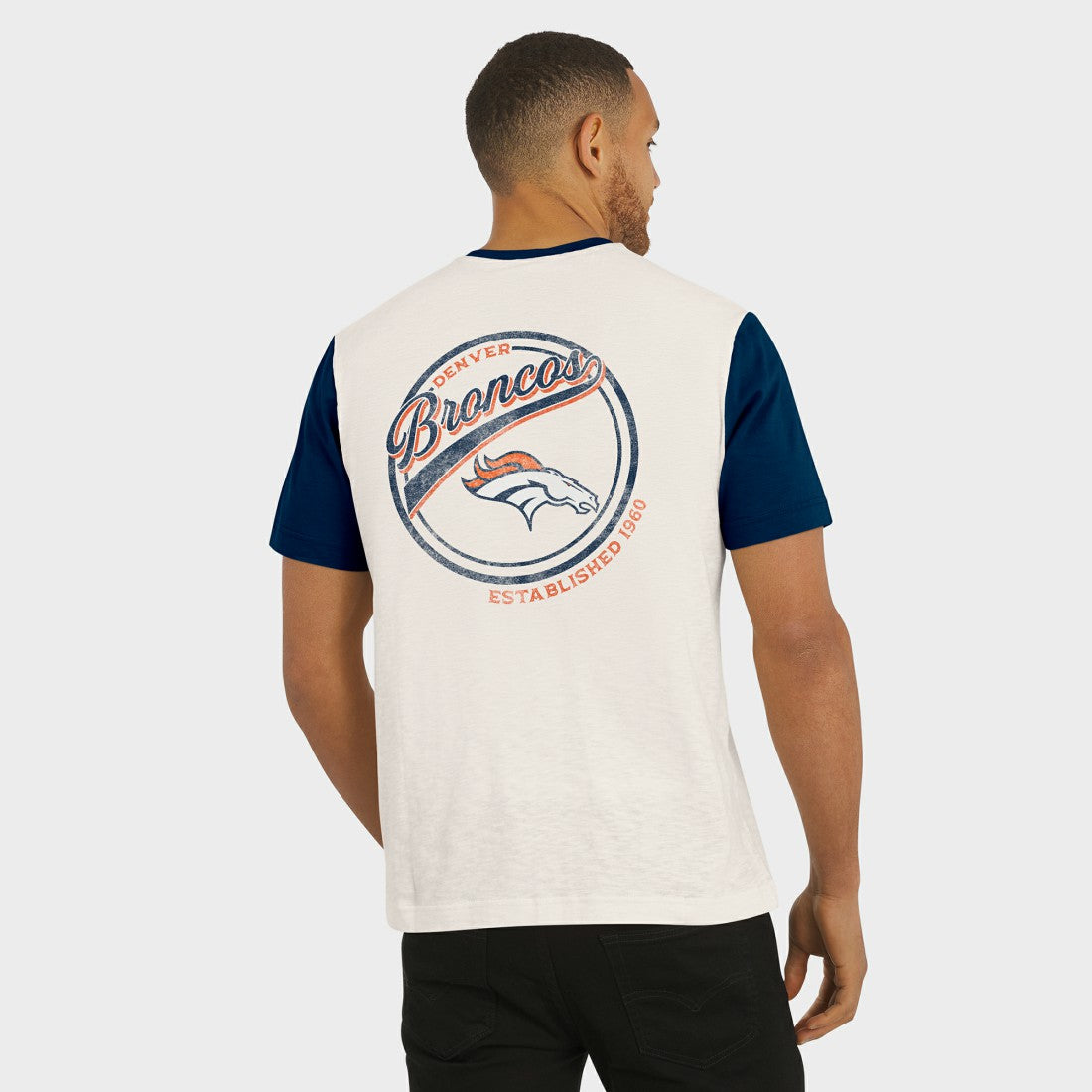 Denver Broncos Darius Rucker Collection Henley Colorblock Slub Pocket T-Shirt Cream - Fanatics