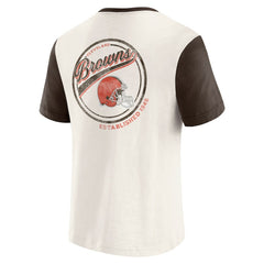Cleveland Browns Darius Rucker Collection Henley Colorblock Slub Pocket T-Shirt Cream - Fanatics