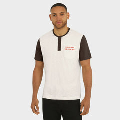 Cleveland Browns Darius Rucker Collection Henley Colorblock Slub Pocket T-Shirt Cream - Fanatics