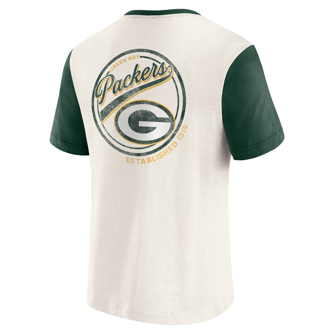 Green Bay Packers Darius Rucker Collection Henley Colorblock Slub Pocket T-Shirt Cream - Fanatics