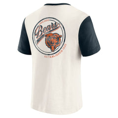 Chicago Bears Darius Rucker Collection Henley Colorblock Slub Pocket T-Shirt Cream - Fanatics