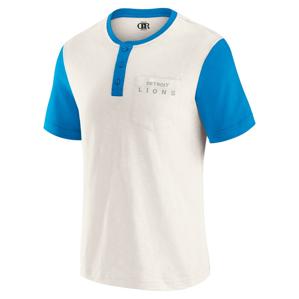 Detroit Lions Darius Rucker Collection Henley Colorblock Slub Pocket T-Shirt Cream - Fanatics