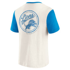 Detroit Lions Darius Rucker Collection Henley Colorblock Slub Pocket T-Shirt Cream - Fanatics