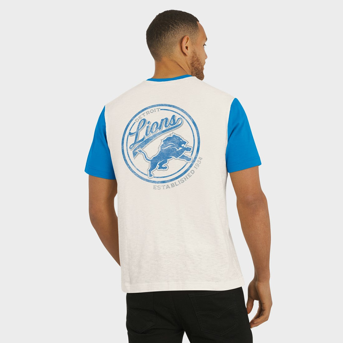 Detroit Lions Darius Rucker Collection Henley Colorblock Slub Pocket T-Shirt Cream - Fanatics