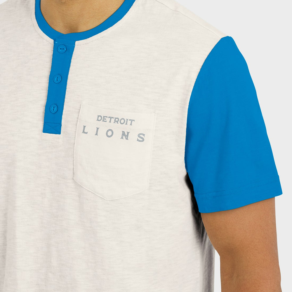 Detroit Lions Darius Rucker Collection Henley Colorblock Slub Pocket T-Shirt Cream - Fanatics