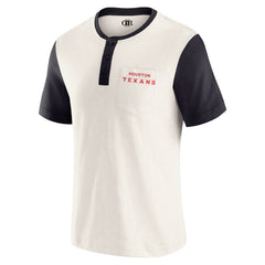 Houston Texans Darius Rucker Collection Henley Colorblock Slub Pocket T-Shirt Cream - Fanatics