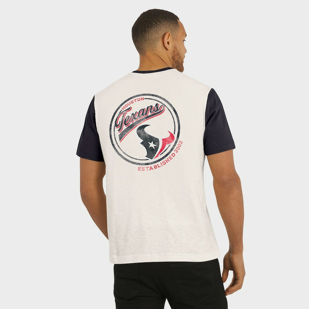 Houston Texans Darius Rucker Collection Henley Colorblock Slub Pocket T-Shirt Cream - Fanatics