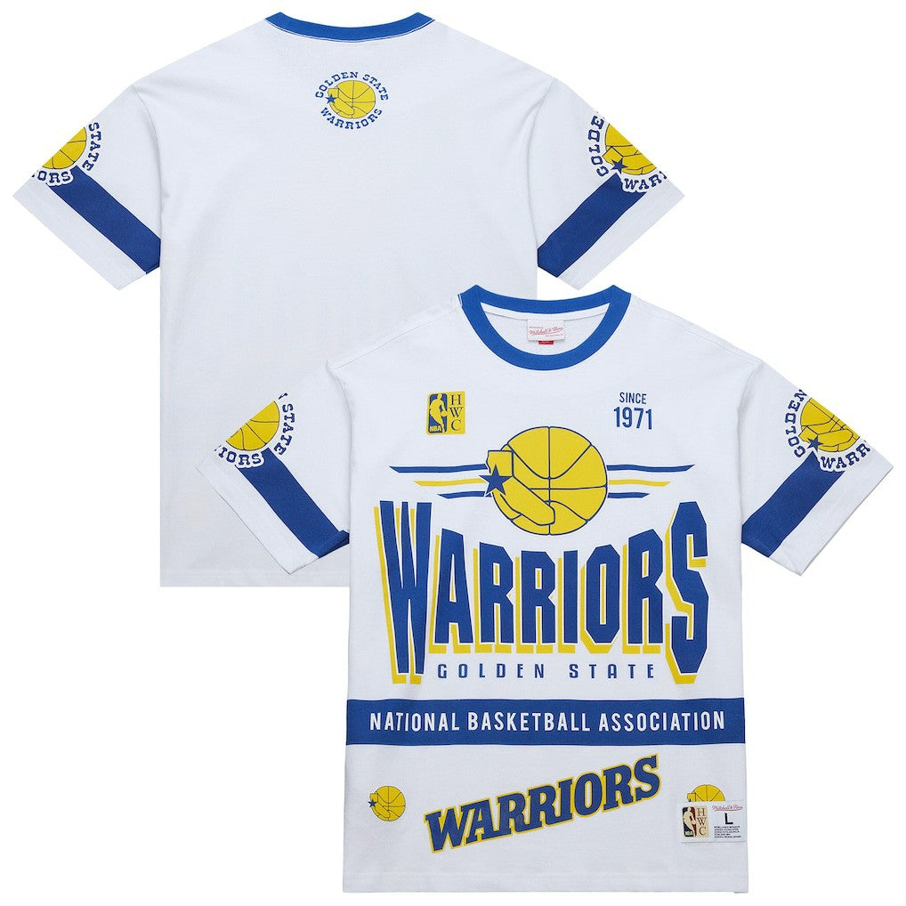 Mitchell & Ness - Golden State Warriors Unisex Hardwood Classics Vintage Team Origins Premium T-Shirt - White