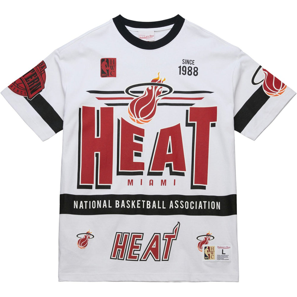 Mitchell & Ness - Miami Heat Unisex Hardwood Classics Vintage Team Origins Premium T-Shirt - White