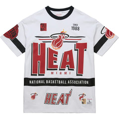Mitchell & Ness - Miami Heat Unisex Hardwood Classics Vintage Team Origins Premium T-Shirt - White